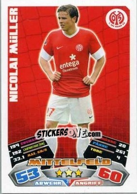 Sticker Nicolai Müller - German Football Bundesliga 2012-2013. Match Attax - Topps