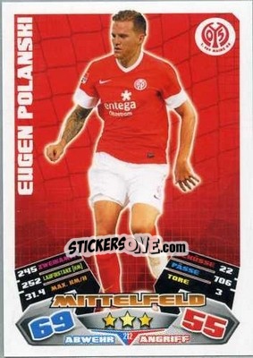 Sticker Eugen Polanski - German Football Bundesliga 2012-2013. Match Attax - Topps