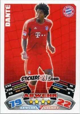 Sticker Dante - German Football Bundesliga 2012-2013. Match Attax - Topps