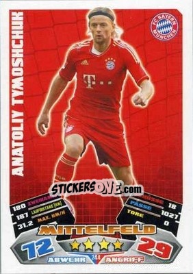 Figurina Anatoliy Tymoshchuk - German Football Bundesliga 2012-2013. Match Attax - Topps