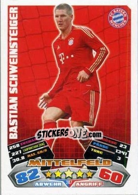 Sticker Bastian Schweinsteiger - German Football Bundesliga 2012-2013. Match Attax n. 247 - Topps