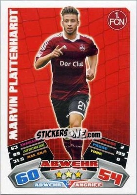 Sticker Marvin Plattenhardt - German Football Bundesliga 2012-2013. Match Attax n. 258 - Topps