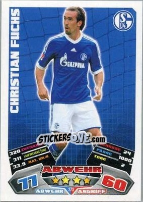 Sticker Christian Fuchs - German Football Bundesliga 2012-2013. Match Attax - Topps