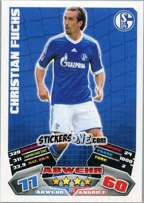 Sticker Christian Fuchs - German Football Bundesliga 2012-2013. Match Attax n. 273 - Topps