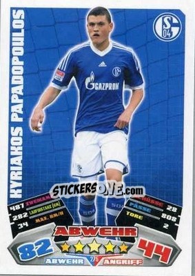 Sticker Kyriakos Papadopoulos - German Football Bundesliga 2012-2013. Match Attax n. 275 - Topps