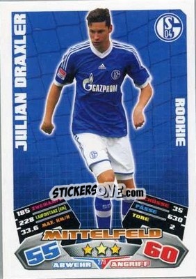 Sticker Julian Draxler - German Football Bundesliga 2012-2013. Match Attax n. 279 - Topps