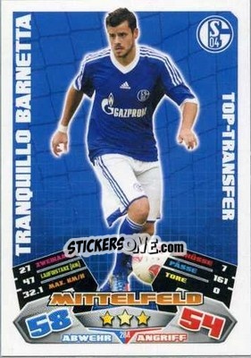 Sticker Tranquillo Barnetta - German Football Bundesliga 2012-2013. Match Attax n. 284 - Topps