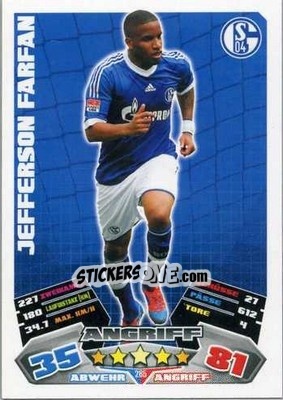 Sticker Jefferson Farfan - German Football Bundesliga 2012-2013. Match Attax n. 285 - Topps
