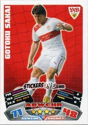 Sticker Gotoku Sakai - German Football Bundesliga 2012-2013. Match Attax n. 294 - Topps