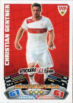 Sticker Christian Gentner - German Football Bundesliga 2012-2013. Match Attax n. 298 - Topps