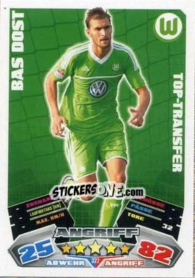 Sticker Bas Dost - German Football Bundesliga 2012-2013. Match Attax n. 322 - Topps