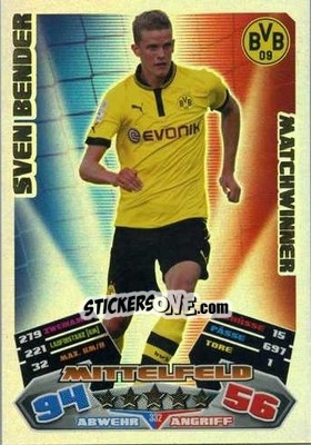 Cromo Sven Bender - German Football Bundesliga 2012-2013. Match Attax - Topps