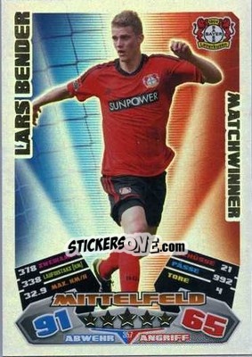 Sticker Lars Bender - German Football Bundesliga 2012-2013. Match Attax - Topps