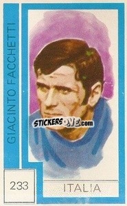 Sticker Giacinto Facchetti - Campeonato Mundial de Futbol 1974
 n. 233 - Cromo Crom