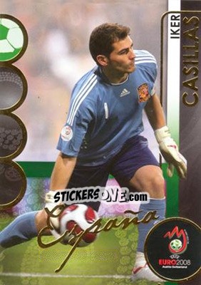 Sticker Iker Casillas - UEFA Euro Austria-Switzerland 2008. Trading Cards - Panini