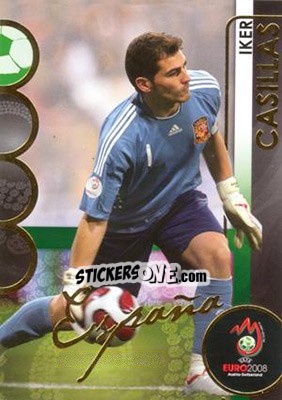 Sticker Iker Casillas - UEFA Euro Austria-Switzerland 2008. Trading Cards n. 43 - Panini