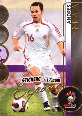 Sticker Andres Iniesta - UEFA Euro Austria-Switzerland 2008. Trading Cards - Panini