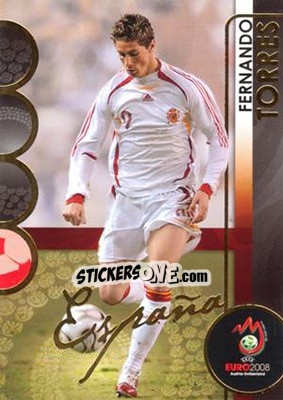 Sticker Fernando Torres - UEFA Euro Austria-Switzerland 2008. Trading Cards n. 55 - Panini