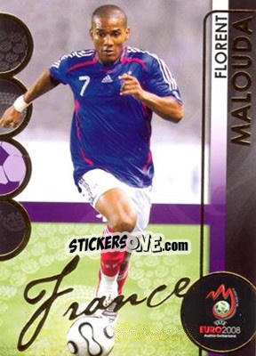 Sticker Florent Malouda - UEFA Euro Austria-Switzerland 2008. Trading Cards n. 63 - Panini