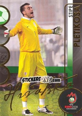 Sticker Stipe Pletikosa - UEFA Euro Austria-Switzerland 2008. Trading Cards - Panini