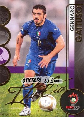 Sticker Gennaro Gattuso - UEFA Euro Austria-Switzerland 2008. Trading Cards n. 105 - Panini