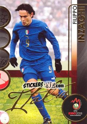 Sticker Filippo Inzaghi - UEFA Euro Austria-Switzerland 2008. Trading Cards n. 109 - Panini