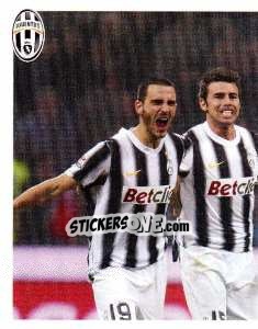 Sticker Buffon / Barzagli / Bonucci / Chiellini - Juventus 2012-2013 n. 34 - Footprint