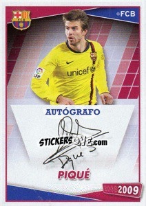Sticker Pique (autografo) - FC Barcelona 2008-2009 n. 50 - Panini