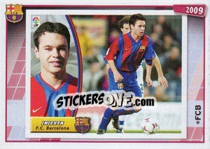 Sticker A.Iniesta (su primer cromo) - FC Barcelona 2008-2009 - Panini