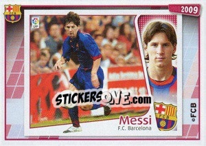 Sticker Messi (su primer cromo) - FC Barcelona 2008-2009 n. 139 - Panini