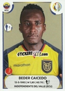 Sticker Beder Caicedo - CONMEBOL Copa América 2021
 n. ECU9 - Panini