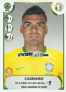 Sticker Casemiro - CONMEBOL Copa América 2021
 n. BRA13 - Panini
