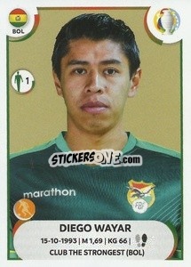 Sticker Diego Wayar - CONMEBOL Copa América 2021
 n. BOL12 - Panini
