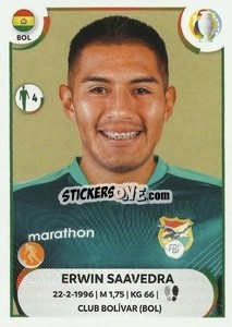 Sticker Erwin Saavedra - CONMEBOL Copa América 2021
 n. BOL13 - Panini