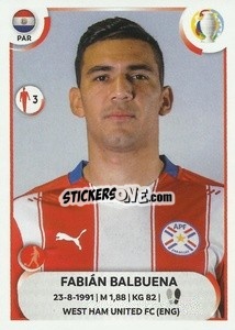 Sticker Fabián Balbuena - CONMEBOL Copa América 2021
 n. PAR9 - Panini