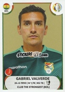 Sticker Gabriel Valverde - CONMEBOL Copa América 2021
 n. BOL9 - Panini