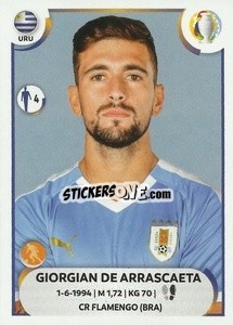 Sticker Giorgian de Arrascaeta - CONMEBOL Copa América 2021
 n. URU18 - Panini