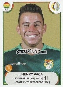 Sticker Henry Vaca - CONMEBOL Copa América 2021
 n. BOL20 - Panini