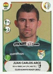 Sticker Juan Carlos Arce - CONMEBOL Copa América 2021
 n. BOL21 - Panini