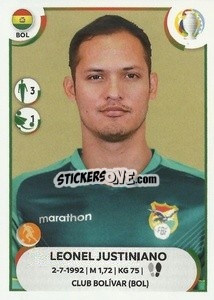 Sticker Leonel Justiniano - CONMEBOL Copa América 2021
 n. BOL14 - Panini