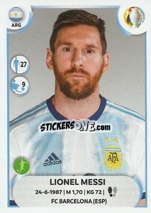 Sticker Lionel Messi - CONMEBOL Copa América 2021
 n. ARG20 - Panini