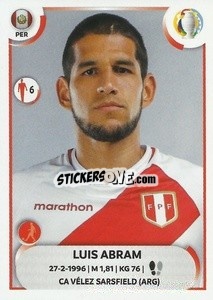 Sticker Luis Abram - CONMEBOL Copa América 2021
 n. PER10 - Panini