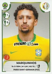 Sticker Marquinhos - CONMEBOL Copa América 2021
 n. BRA6 - Panini