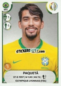 Sticker Paquetá - CONMEBOL Copa América 2021
 n. BRA17 - Panini