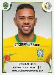Sticker Renan Lodi - CONMEBOL Copa América 2021
 n. BRA9 - Panini