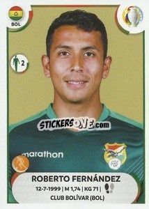 Sticker Roberto Fernández - CONMEBOL Copa América 2021
 n. BOL11 - Panini