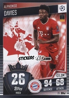 Sticker Alphonso Davies - Match Attax 101. Season 2020-2021
 n. 26 - Topps