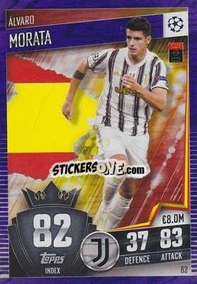 Sticker Alvaro Morata - Match Attax 101. Season 2020-2021
 n. 82p - Topps