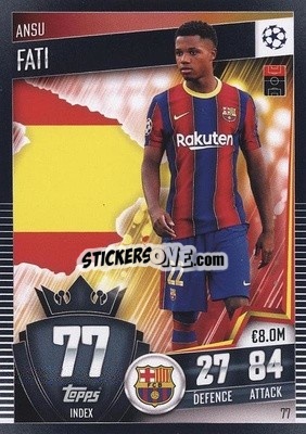 Sticker Ansu Fati - Match Attax 101. Season 2020-2021
 n. 77 - Topps