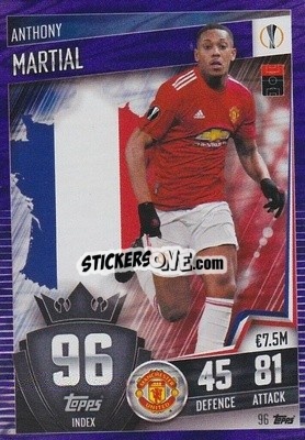 Sticker Anthony Martial - Match Attax 101. Season 2020-2021
 n. 96p - Topps